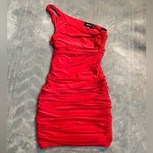 Missguided Red One-Shoulder Stretchy Dress